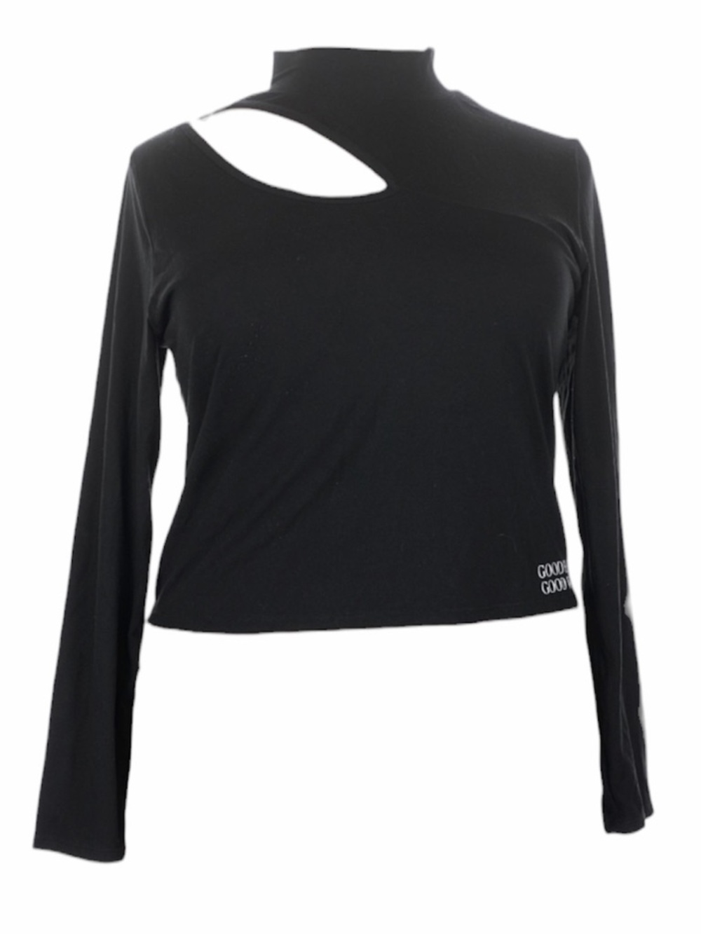 NWT Target Black Long-Sleeve Cutout Tee - Asymmetric Neck, Size Large